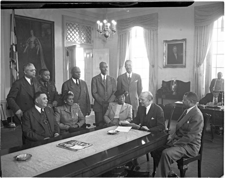 [Governor Lane meeting with the Board of Cheltenham School for Boys], 1951. Paul Henderson, HEN.00.A2-206.